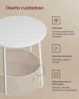 Mesa Auxiliar Redonda con Cesta de Tela - Espaciosa Mesa Lateral para Salón, Dormitorio o Mesita de Noche, Estilo Moderno, Disponible en Varios Colores - details 17