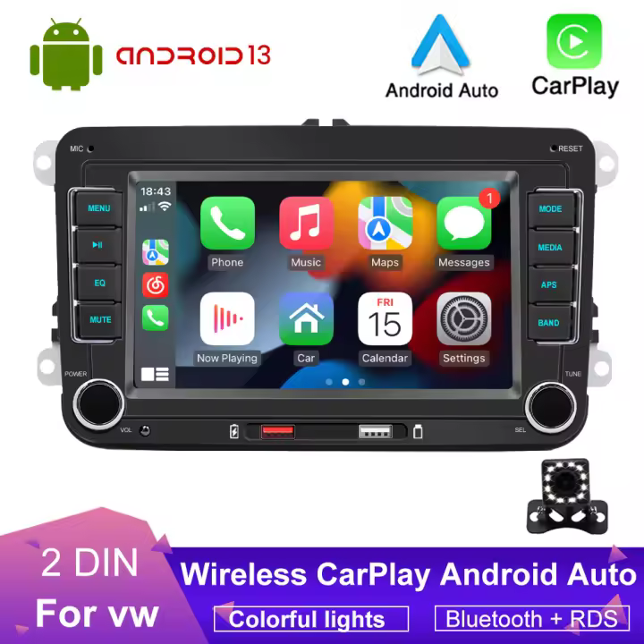 2 Din Android Car Radio Wireless CarPlay Autoradio 7inch Car Multimedia Player For VW Passat Touran Caddy Jetta Car Radio Stereo - 1