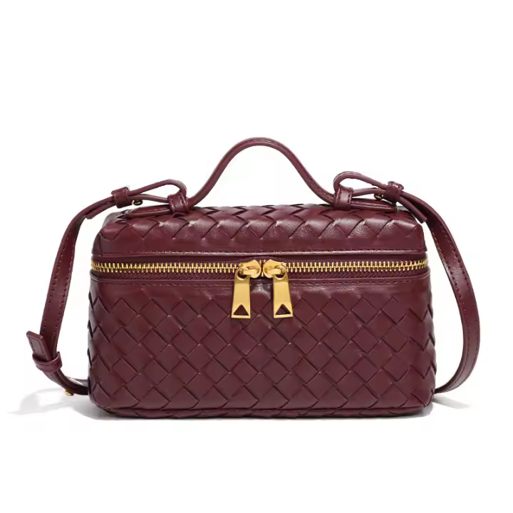 Bolso Cruzado tejido de moda, bolsos cuadrados para Mujer, Bolso de hombro Lindo, mini Bolso de mano de cuero sintético con ASA superior - 1