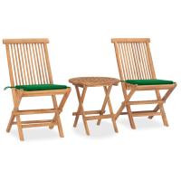 vidaXL Set comedor de jardín plegable 3 piezas madera de teca cojines en color Azul/Verde brillante/Rojo vino tinto y más | acolchados duraderos para sofás de jardín terraza exterior - details 8