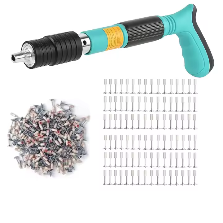 Kit de pistola de clavos de hormigón con 120 barras de extensión de clavos se puede girar pistola de clavos de acero manual 5 marcha pistola de clavos pared de clavos herramientas de pistola de clavos para el hogar - 1