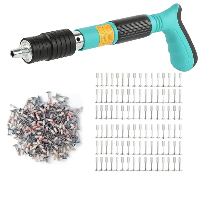 Kit de pistola de clavos de hormigón con 120 barras de extensión de clavos se puede girar pistola de clavos de acero manual 5 marcha pistola de clavos pared de clavos herramientas de pistola de clavos para el hogar - 1