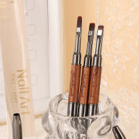 Cepillo De Uñas Doble Cabeza Con Mango De Sandalo Para Pintura Y Arte De Uñas Cepillo De Gel Y Liner Para Manicura - details 3