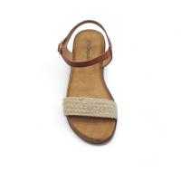 Calzados soraia, Sandalias Casual para Mujer - Correa Marrón con Detalle Trenzado Beige y Suela Plana - details 7
