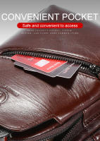 BULLCAPTAIN Bolsa De Pecho Para Hombre 2023 Cuero Genuino Gran Capacidad Casual Bolsa Mensajera Clásica Con Cierre De Cremallera - details 7