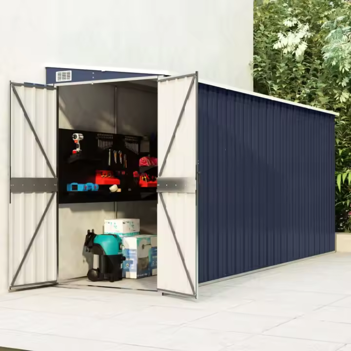 vidaXL Cobertizo de jardín de pared acero galvanizado 118x382x178 cm - 1