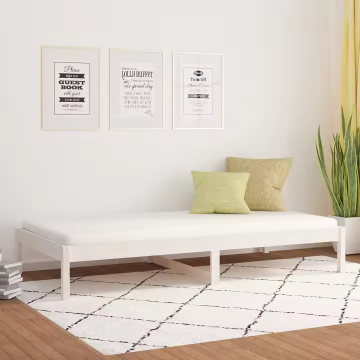 Sofá Cama de Madera Maciza de Pinino Blanco 90x190 cm - 1