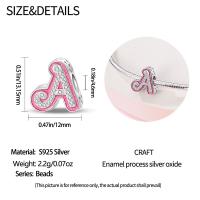Nuevos 925 Plata Esterlina Charms Letras 26 Pigmentos Rosa Para Mujer Adecuado Para Pulseras Pandach Románticas Joyería DIY Regalo De Cumpleaños - details 3