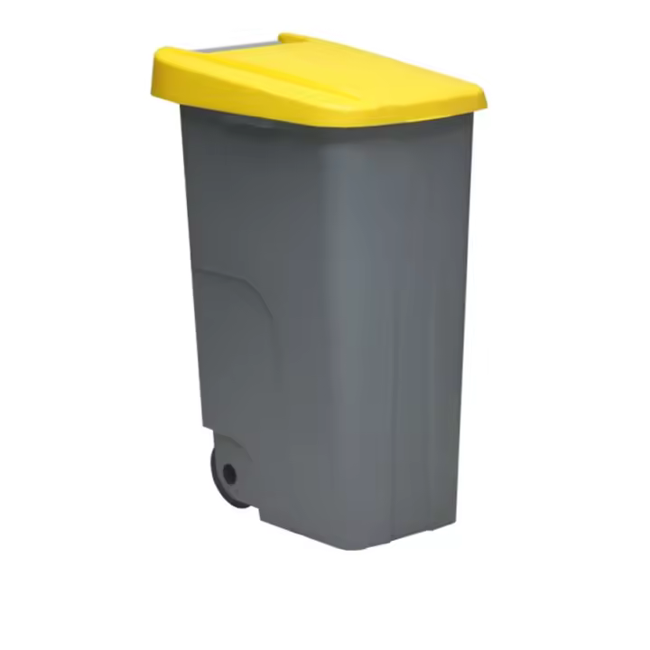 JARDIN202 - Contenedor de Basura  Eco 110 Litros Tapa Amarilla - 1