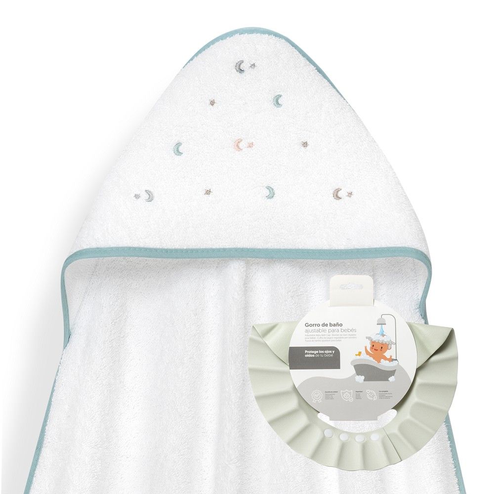 Interbaby - Capa de Baño Bebe | Toalla Bebe con Capucha 100% Algodón, 100x100cm, Unisex | Suave, Cómoda, Secado Rápido | Ideal Recién Nacidos, Bebes y Niños Pequeños | Diseño Estrellitas