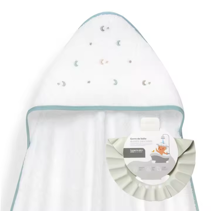 Interbaby - Capa de Baño Bebe | Toalla Bebe con Capucha 100% Algodón, 100x100cm, Unisex | Suave, Cómoda, Secado Rápido | Ideal Recién Nacidos, Bebes y Niños Pequeños | Diseño Estrellitas - 1