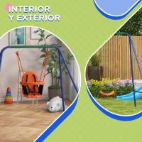Outsunny Columpio Infantil 2 en 1 Columpio para Niños y Bebés con 1 Silla para Niños 1 Silla para Bebés y Cinturón de Seguridad para Exterior e Interior Naranja - details 4