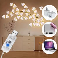 Árbol De Cerezo En Flor LED 72 Luces USB Con 8 Modos Lámpara De Cadena Colorida Para Decoración De Habitación Boda Y Navidad - details 4