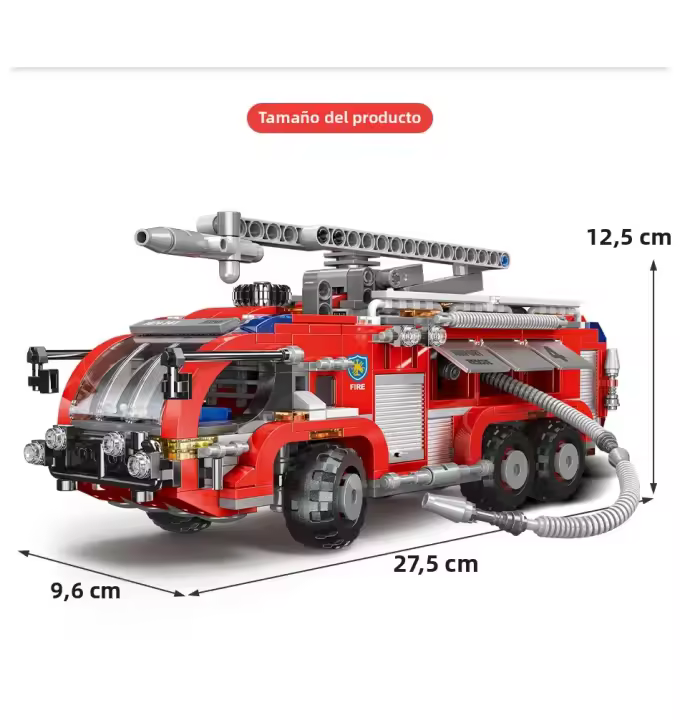 Vehículo De Rescate De Ciudad Simulación Con Bloques Móviles Camión De Incendio Modelo Kit Juguete Artesanal Para Niños - 1