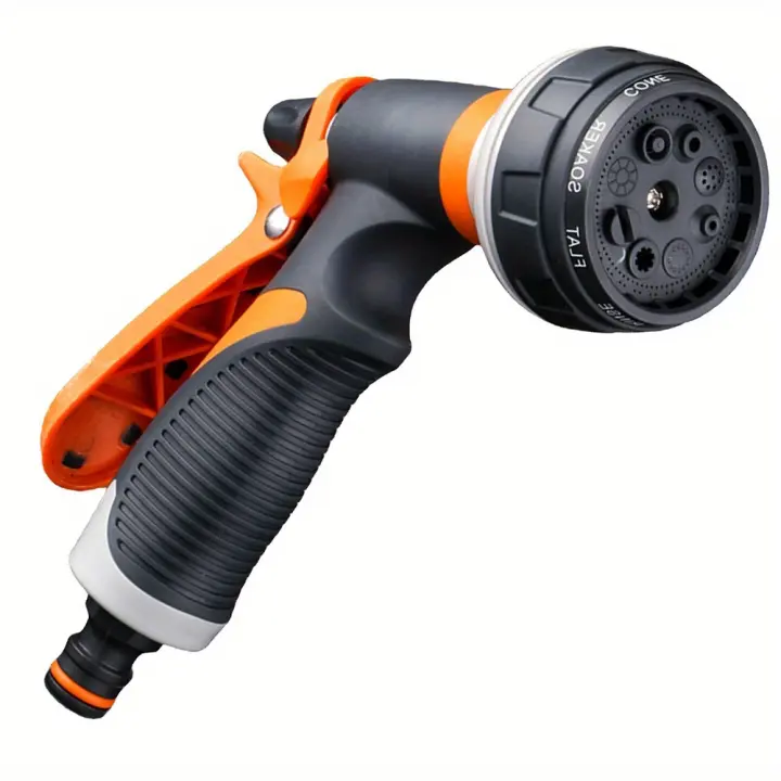 High-Pressure Garden Spray Gun for Outdoor Watering - Adjustable Nozzle, Lightweight Plastic Design, Thread Standard, Orange & Black Handles for Easy Grip - 1