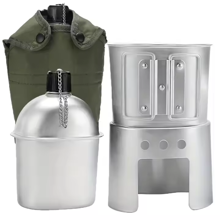 Set De 1 Botella De Agua De Aluminio Y Bolsa De Almacenamiento Para Deporte Al Aire Libre Camping Senderismo Viajes - 1