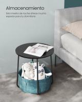 Mesa Auxiliar Redonda con Cesta de Tela - Espaciosa Mesa Lateral para Salón, Dormitorio o Mesita de Noche, Estilo Moderno, Disponible en Varios Colores - details 38