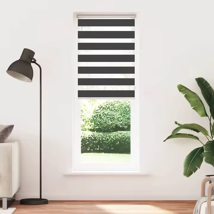 Estor cebra negro 80x200 cm tejido ancho 75,9 cm poliéster - 1