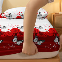 Sábana De Cama Con Patrón De Mariposa Y Rosa Mate 100% Poliéster Cobija Para Dormitorio Sin Fundas De Cojines - details 4