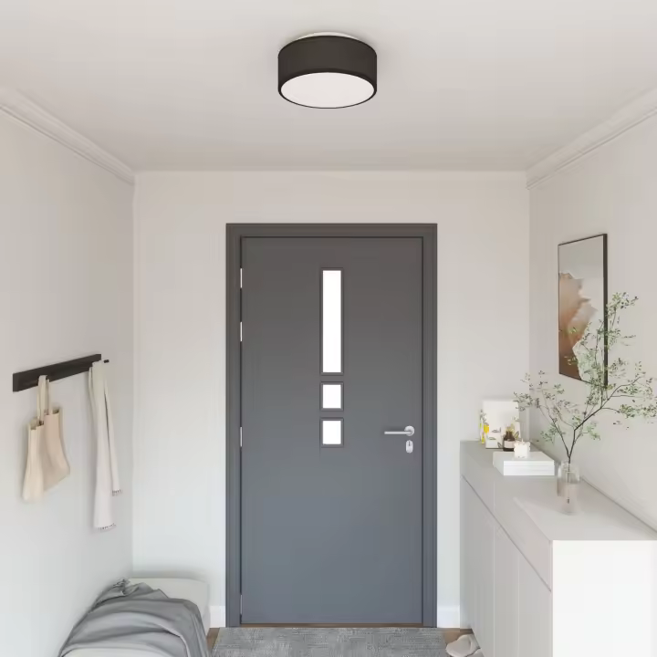 Lámpara de techo vidaXL, montaje en el techo, negra, Ø 30 cm, tela, E27 - 1