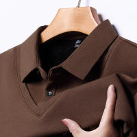Camisa Polo Casual Para Hombres De Color Sólido Con Bloqueado Cómodo Para Todas Las Estaciones Versátil Top Antigüedad Doble - details 9