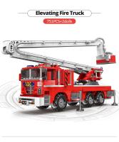 MOC Technical City Ladder Firetruck Building Blocks Set Policiales Con Camión De Agua Para Niños Juguetes De Bloques De Construcción - details 6