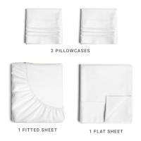 Juego De Cama Sólido De 4 Piezas Tamaño Queen Suave Y Transpirable Sábana Colchón Fundas Para Hogar Y Hotel Blanco Gris - details 1