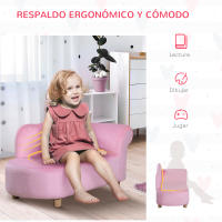 HOMCOM Sillón Infantil Sillón para Niños de 3-5 Años Mini Sofá Tapizada en Poliéster con Asiento Acolchado Carga 50 kg 80x40x49 cm Rosa - details 3