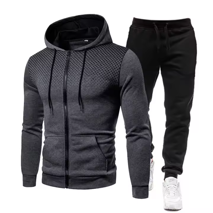 Pantalones de manga larga de otoño e invierno, chaqueta de otoño e invierno, traje con capucha de moda informal para hombre - 1