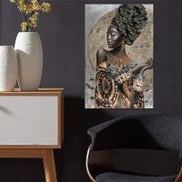 MIRAMAX-Cuadro Impreso Sobre Lienzo Diseño de Chica Mujer Africana,Arte de pared,Cuadros para la decoración interior del hogar,Sala de estar,Dormitorio,Sin marco 80X110cm - details 5