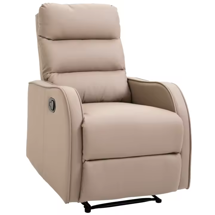 HOMCOM Sillón Relax con Reclinación Manual hasta 160°con Reposapiés Retráctil Esponja de Densidad Tapizado en PU 65x89x100cm - 1