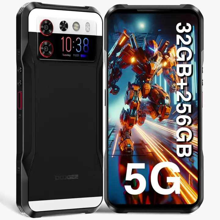 5G Movil ResistenteDOOGEE V20S 32GB+256GB/TF 2TB, 6.43" AMOLED FHD Movil Irrompible Pantalla Trasera Android 13, 50MP+24MP Visión Nocturna, 6000mAh(33W), 5G Doble SIM/Face ID/NFC/IP69K/OTG/GPS - 1