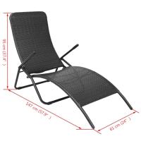 vidaXL Tumbona plegable de ratán sintético negra - details 4
