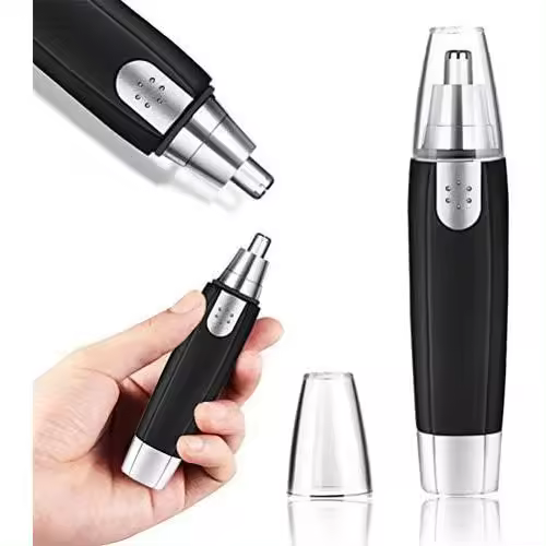 Recortadora de Pelo de Nariz, Funciona con Pilas para Orejas y Nariz, Cortadora de Pelo sin Dolor, con Cuchillas de Rotación de Acero Inoxidable - 1