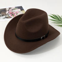 Sombrero De Vaquero Occidental Con Cinturón Curled Accesorios De Piel De Oveja Estilo Nacional Para Rendir Cuentas Y Actuaciones De Jazz - details 6