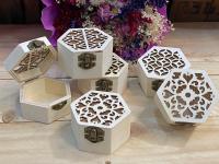Lote de 12/18 baúl de madera troquelado hexagonal para regalos y detalles de boda comuniones aniversarios bautizos cajas de madera para regalos - details 3