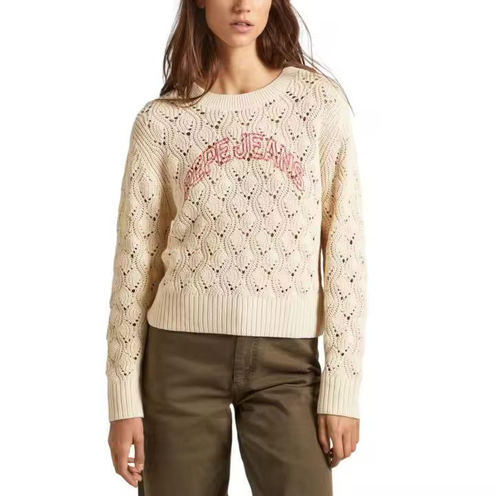 Jersey Pepe Jeans Grace Logo Beige Para Mujer - 1