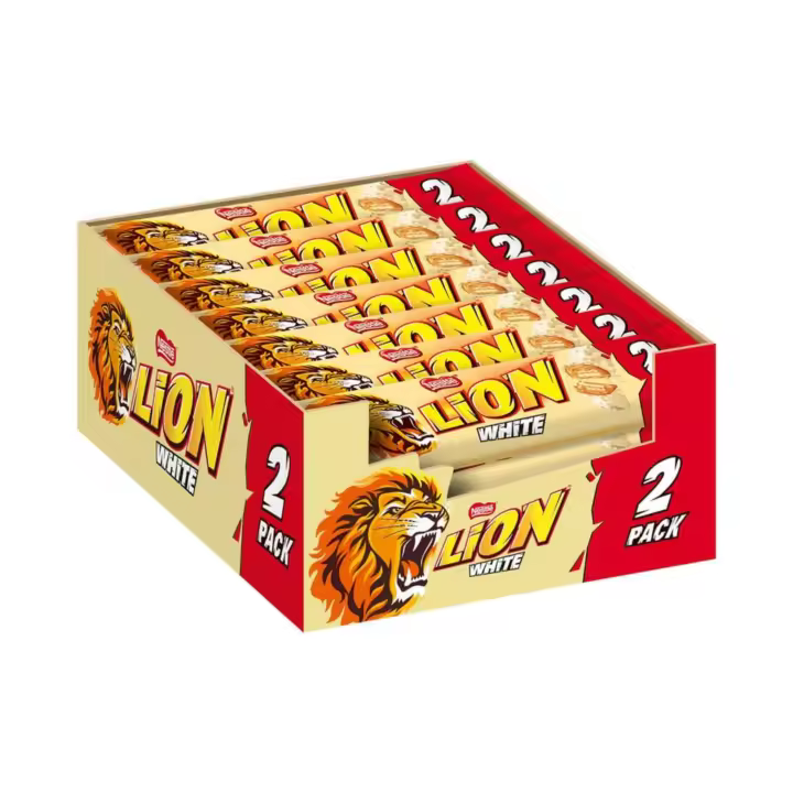 Chocolatina Lion White – Pack 2x30 Unidades de 60g (Total 1800g) – Formato Ahorro de Chocolate Blanco Crujiente con Caramelo y Cereales - 1