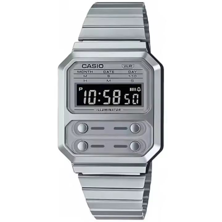 Vintage Reloj A100we-7bef Plateado Unisex - 1