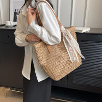 Bolso de mano de gran capacidad para mujer, bolsa de hombro tejida a mano, fresca, Rural, de hierba, de verano - details 6