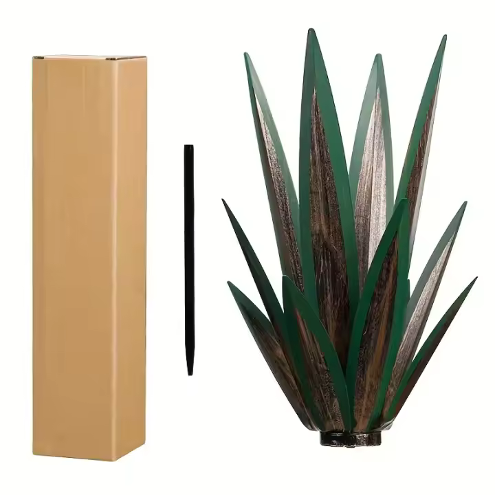 Escultura De Landscape Con Agave Artificial De Metal Para Decoración Del Hogar Estilo Rustico Pintado a Mano Sin Origina - 1