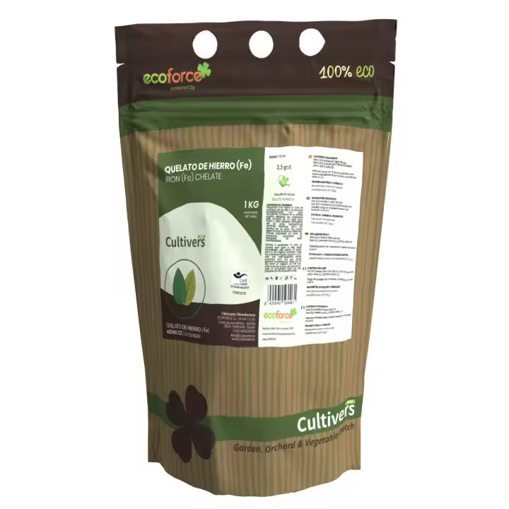CULTIVERS Quelato de Hierro 1 kg. Corrector Ecológico de Hierro para Plantas. Reverdeciente  (6% Fe-EDDHA orto orto 4,8 %) - 1