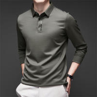 Camisa Polo Para Hombre Casual Larga Con Insignia Color Sólido Moda Transpirable Cómoda Versátil Top Four Seasons Polyester - details 13
