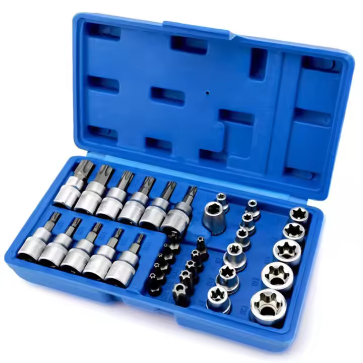 Juego Profesional De 34 Piezas De Destornilladores Torx Y E-Torx En Caja Herramienta Manual Con Encaje 1/4" 3/8" 1/2" Male Y Female - 1