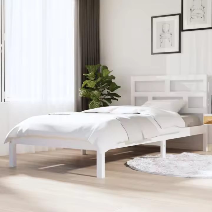 Estructura de cama madera maciza de pino blanco 90x200 cm - 1