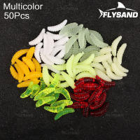 FLYSAND 50pcs Bolsa De 2cm 0.38g Maggot Grub Soft Lure Baits Siete Colores Huevos Luminiscentes Pesca En Oceano Y Río - details 11