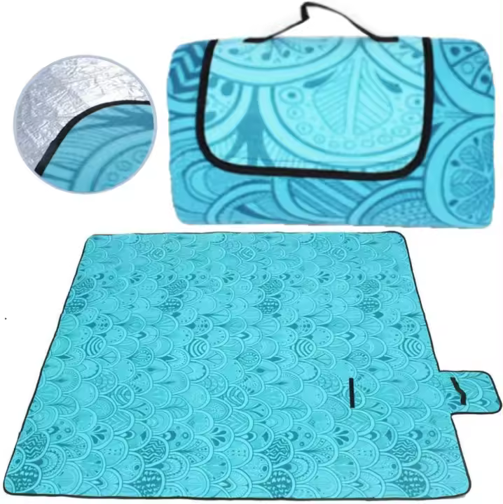 Manta de Picnic Impermeable Plegable 200X200 Cm Azul Pavo Real - 1