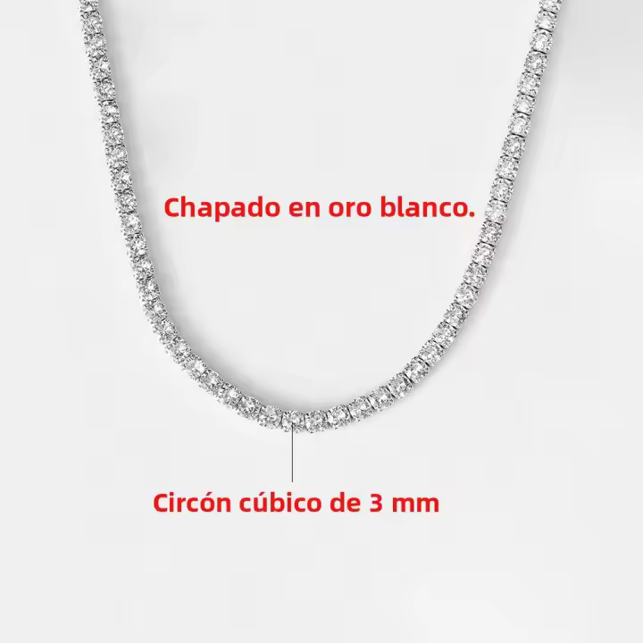 Collar Corto De Imitación De Diamante Para Hombres Y Mujeres Joyería De Moda Hip Hop CZ Tennis Collar Sin Cadena Para Fiestas - 1