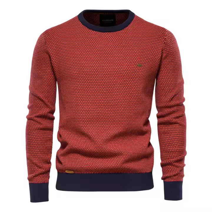Top de punto para hombre, jersey personalizado con cuello redondo para otoño e invierno - 1