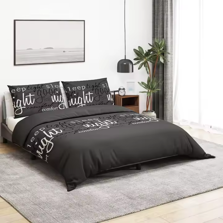 Juego de funda nórdica algodón negro 260x240 cm - 1